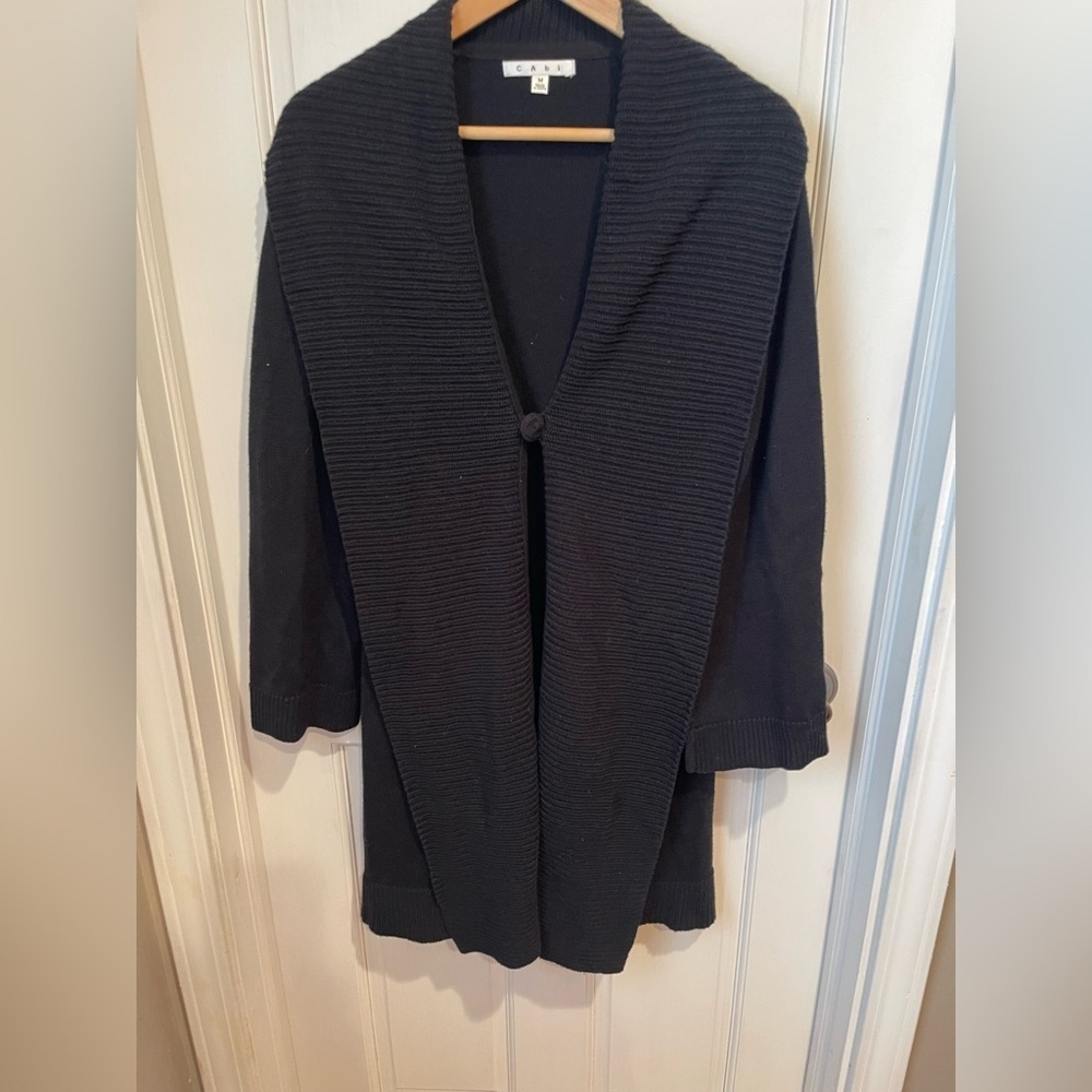 CAbi Black One Button Knit Sweater Cardigan Women’s M